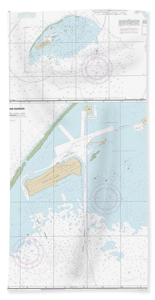 Nautical Chart-83637 Johnston Atoll, Johnston Island Harbor - Beach Towel