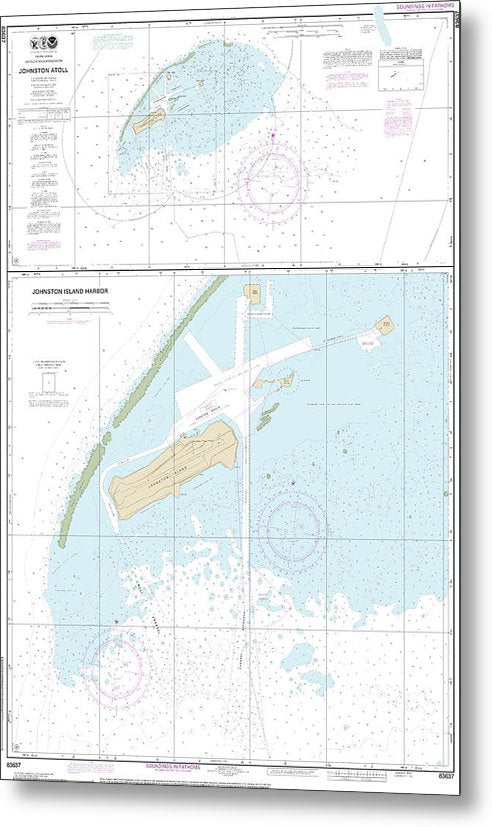 A beuatiful Metal Print of the Nautical Chart-83637 Johnston Atoll, Johnston Island Harbor - Metal Print by SeaKoast.  100% Guarenteed!