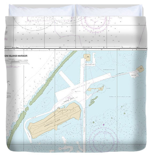 Nautical Chart 83637 Johnston Atoll, Johnston Island Harbor Duvet Cover