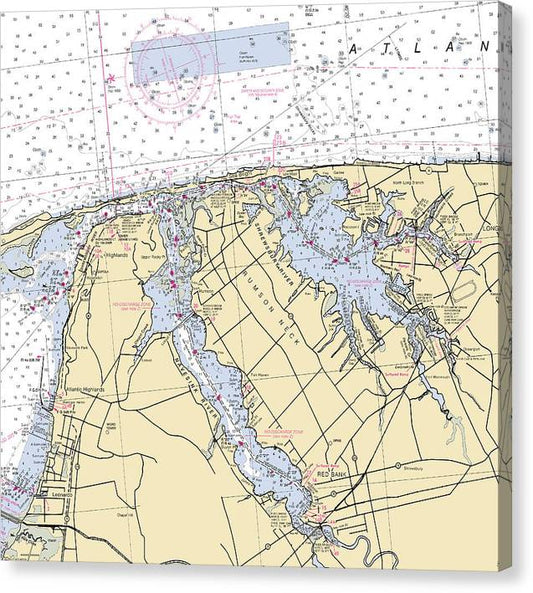 Navesink River-New Jersey Nautical Chart Canvas Print