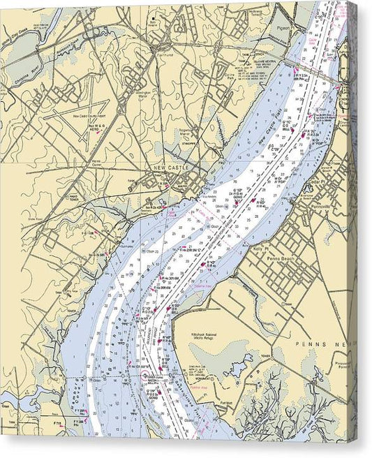 New Castle-Delaware Nautical Chart Canvas Print