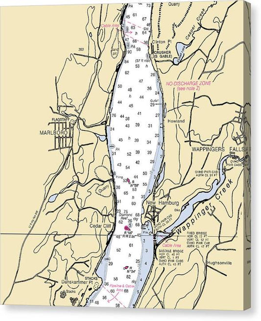 New Hamburg-New York Nautical Chart Canvas Print