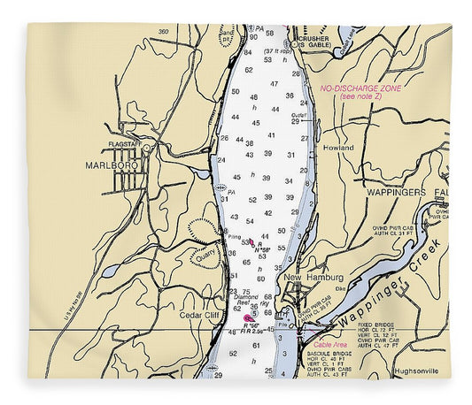 New Hamburg New York Nautical Chart Blanket