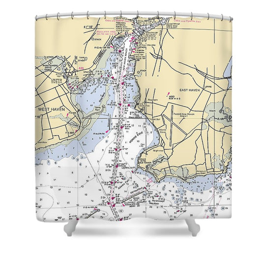 New Haven  Connecticut Nautical Chart _V3 Shower Curtain