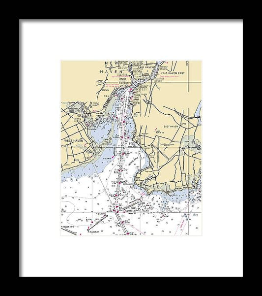 New Haven -connecticut Nautical Chart _v3 - Framed Print