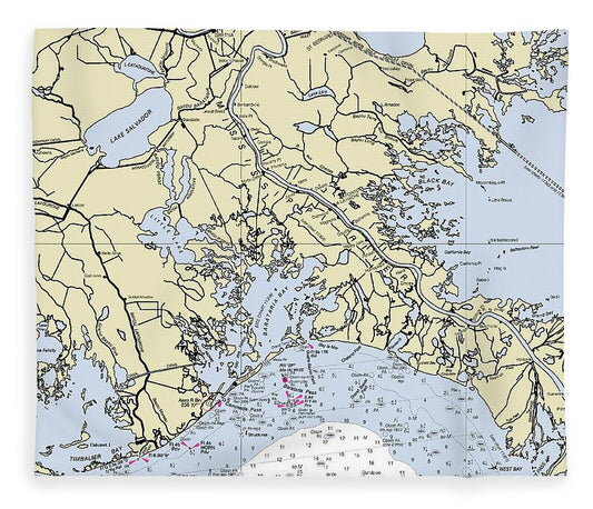 New Orleans Louisiana Nautical Chart Blanket