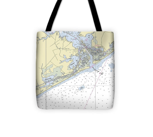 New River Inlet North Carolina Nautical Chart Tote Bag