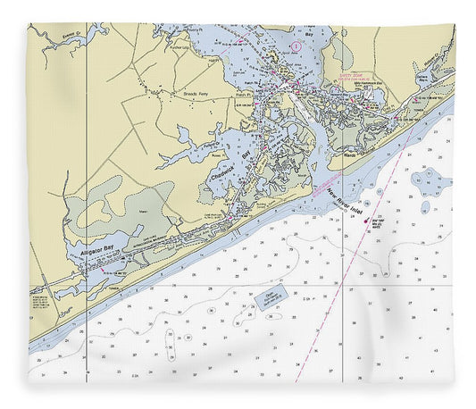 New River Inlet North Carolina Nautical Chart Blanket
