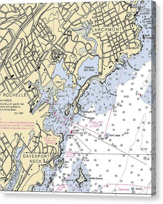 New Rochelle-New York Nautical Chart Canvas Print
