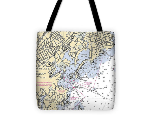 New Rochelle New York Nautical Chart Tote Bag