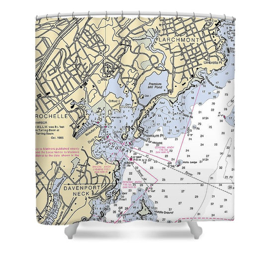 New Rochelle New York Nautical Chart Shower Curtain