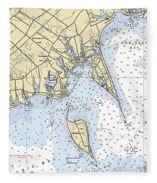 New Suffolk New York Nautical Chart Blanket