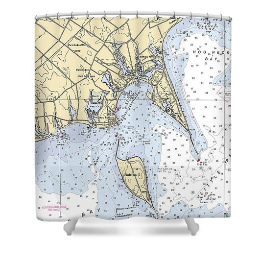 New Suffolk New York Nautical Chart Shower Curtain