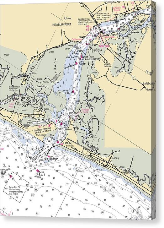 Newburyport-Massachusetts Nautical Chart Canvas Print