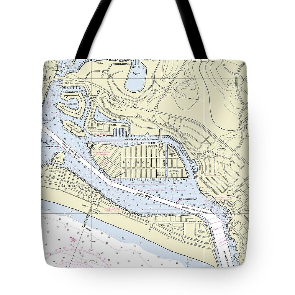 Newport Beach California Nautical Chart - Tote Bag