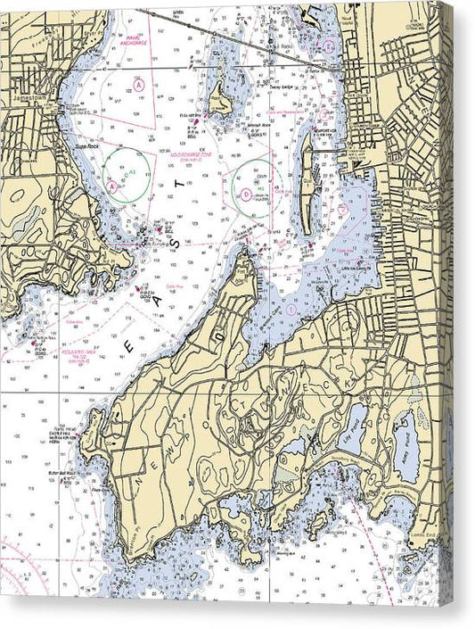 Newport Neck-Rhode Island Nautical Chart Canvas Print