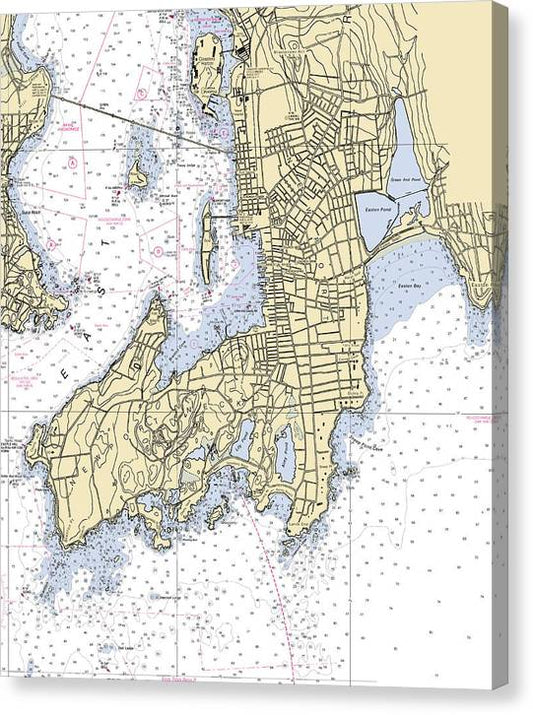 Newport -Rhode Island Nautical Chart _V3 Canvas Print