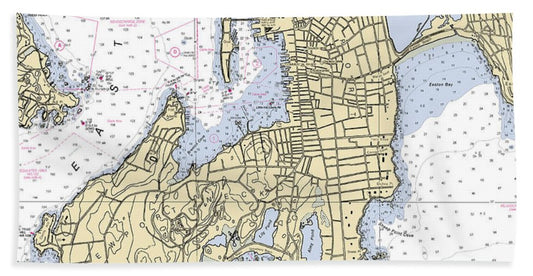Newport -rhode Island Nautical Chart _v3 - Beach Towel