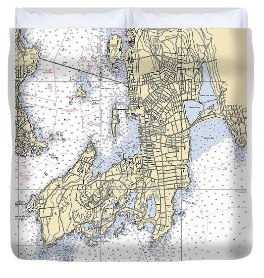 Newport  Rhode Island Nautical Chart _V3 Duvet Cover