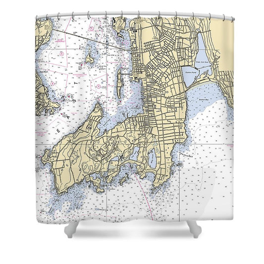 Newport  Rhode Island Nautical Chart _V3 Shower Curtain