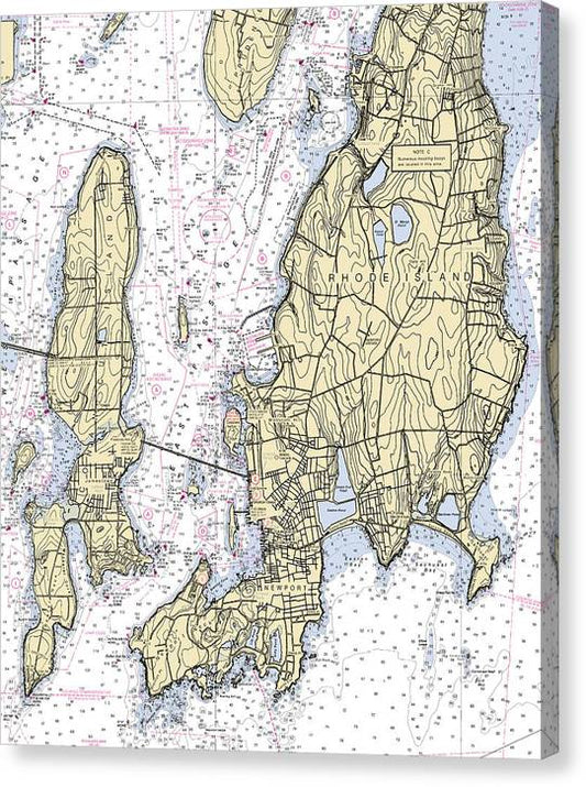 Newport -Rhode Island Nautical Chart _V5 Canvas Print