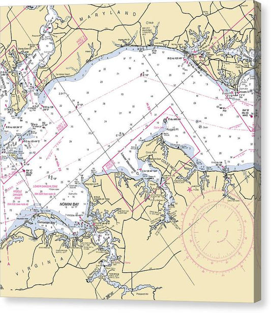 Nomini Bay To Coles Neck-Virginia Nautical Chart Canvas Print