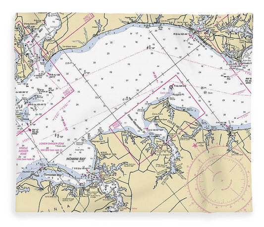 Nomini Bay To Coles Neck Virginia Nautical Chart Blanket