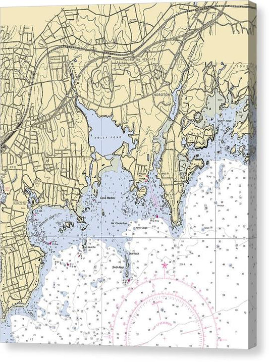 Noroton-Connecticut Nautical Chart Canvas Print