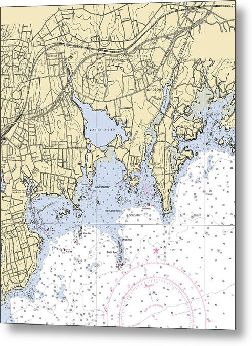 A beuatiful Metal Print of the Noroton-Connecticut Nautical Chart - Metal Print by SeaKoast.  100% Guarenteed!