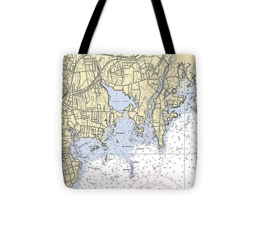 Noroton Connecticut Nautical Chart Tote Bag