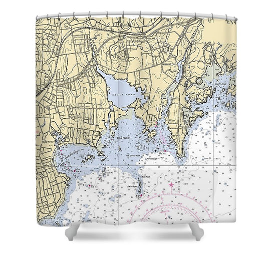 Noroton Connecticut Nautical Chart Shower Curtain
