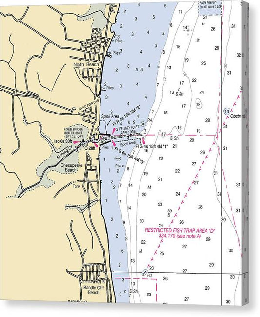 North Beach-Maryland Nautical Chart Canvas Print