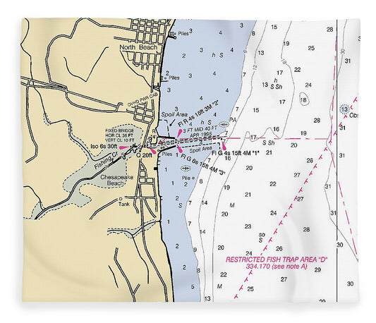 North Beach Maryland Nautical Chart Blanket