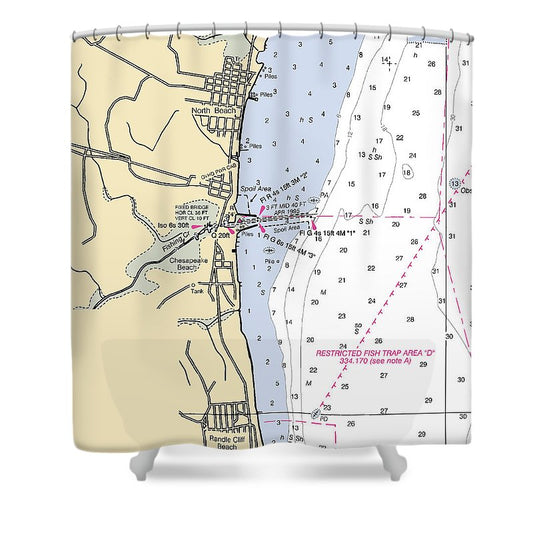 North Beach Maryland Nautical Chart Shower Curtain