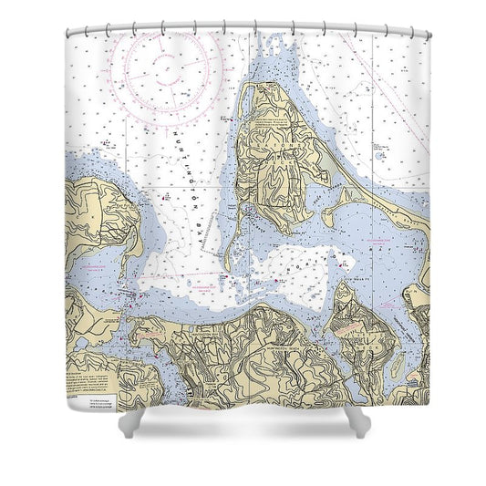 Northport Bay New York Nautical Chart Shower Curtain