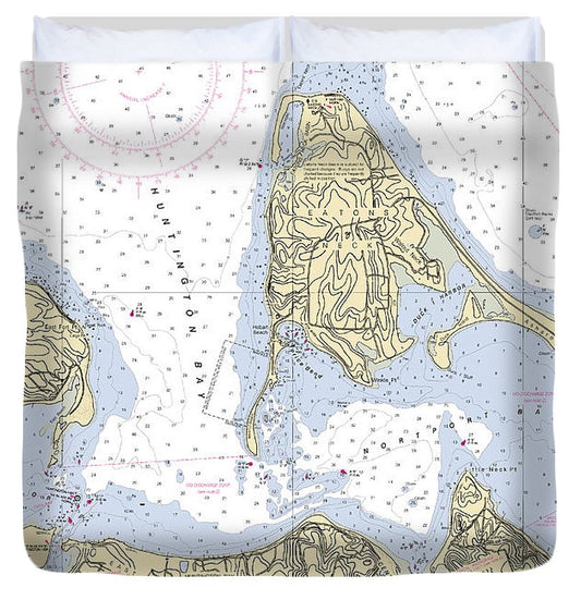 Northport Bay New York Nautical Chart Duvet Cover