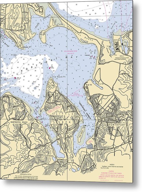 A beuatiful Metal Print of the Northport-New York Nautical Chart - Metal Print by SeaKoast.  100% Guarenteed!