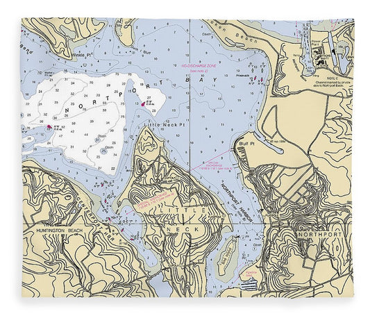 Northport New York Nautical Chart Blanket