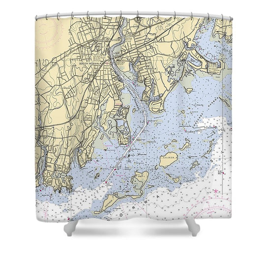Norwalk  Connecticut Nautical Chart _V2 Shower Curtain