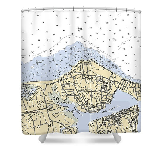 Oak Neck New York Nautical Chart Shower Curtain