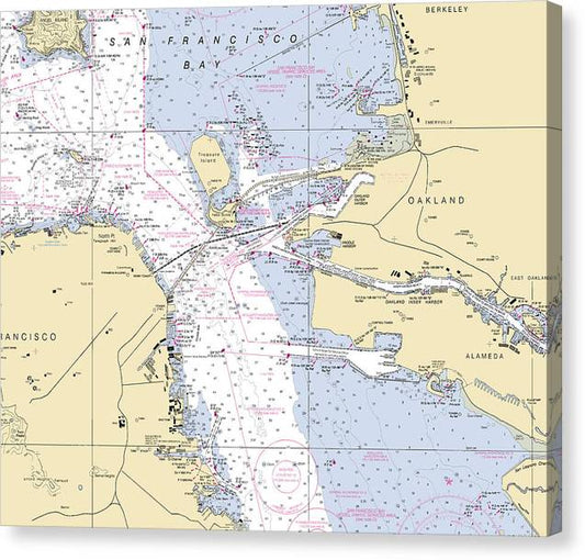 Oakland -California Nautical Chart _V6 Canvas Print