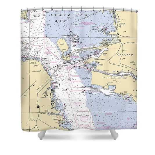 Oakland  California Nautical Chart _V6 Shower Curtain