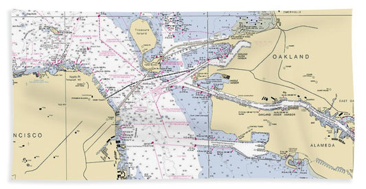 Oakland -california Nautical Chart _v6 - Beach Towel