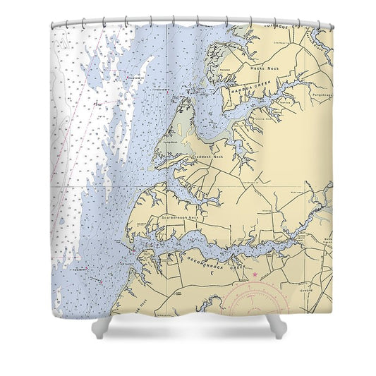 Occohannock Creek Virginia Nautical Chart Shower Curtain