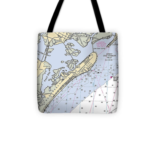 Ocean City New Jersey Nautical Chart Tote Bag