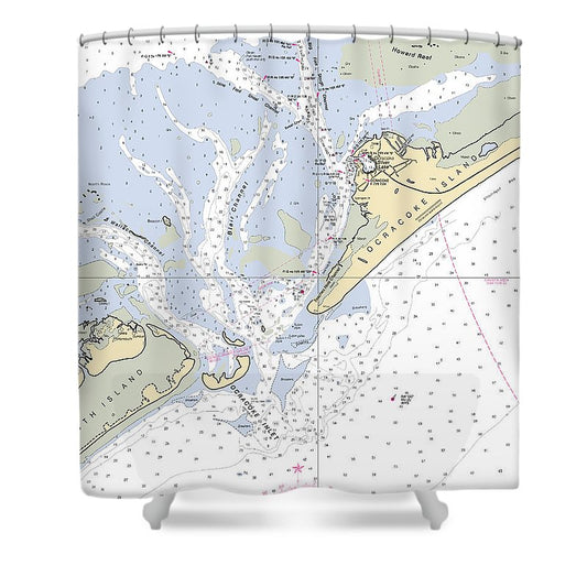 Ocracoke North Carolina Nautical Chart Shower Curtain