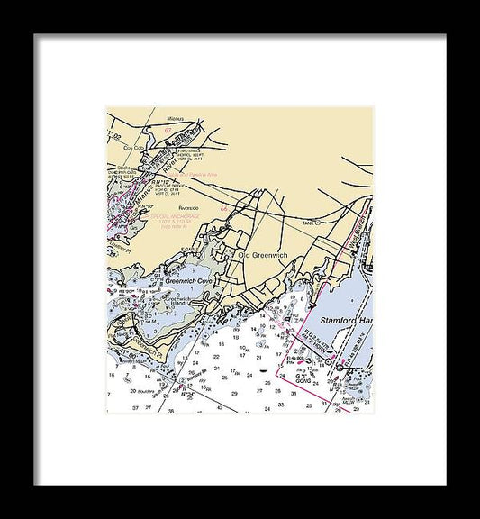 Old Greenwich-connecticut Nautical Chart - Framed Print