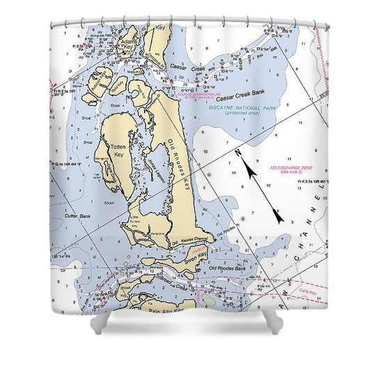 Old Rhodes Key  Florida Nautical Chart _V2 Shower Curtain