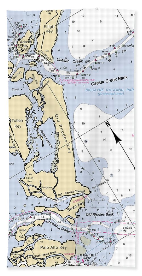 Old Rhodes Key -florida Nautical Chart _v2 - Beach Towel