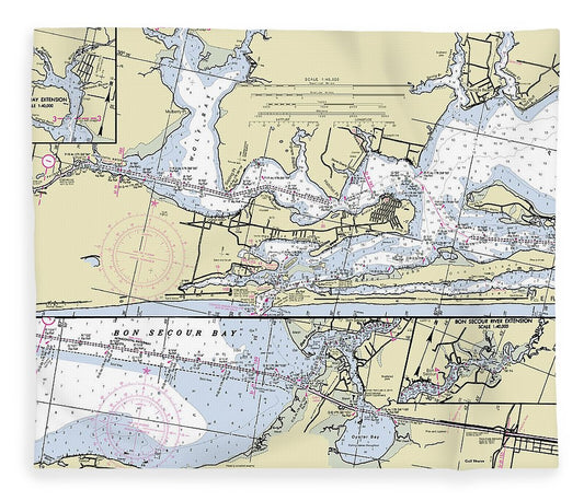 Orange Beach Alabama Nautical Chart Blanket